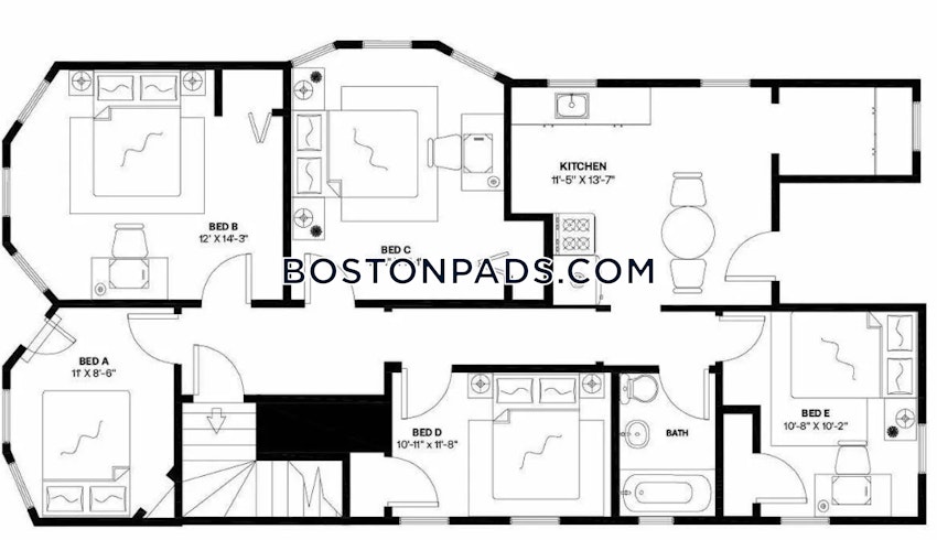 BOSTON - DORCHESTER/SOUTH BOSTON BORDER - 5 Beds, 1 Bath - Image 2
